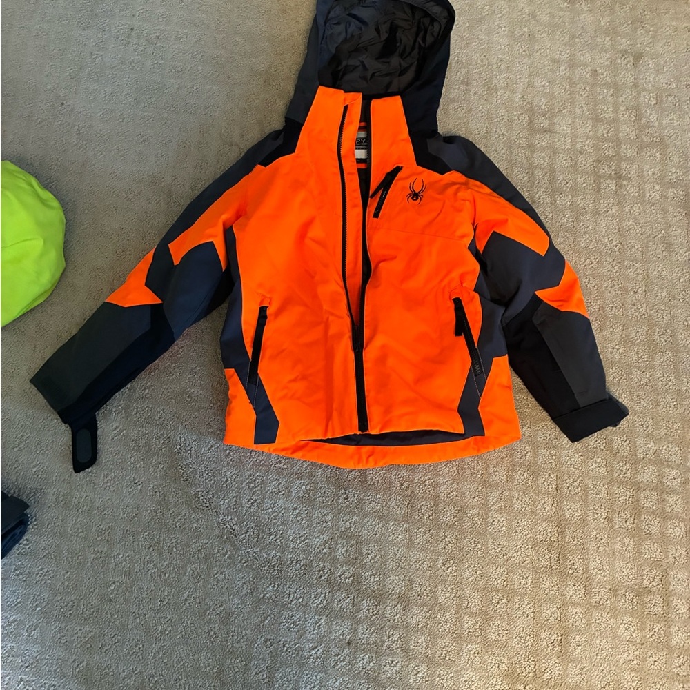Spyder Kids Vibrant Orange and Black Puffer Jacket